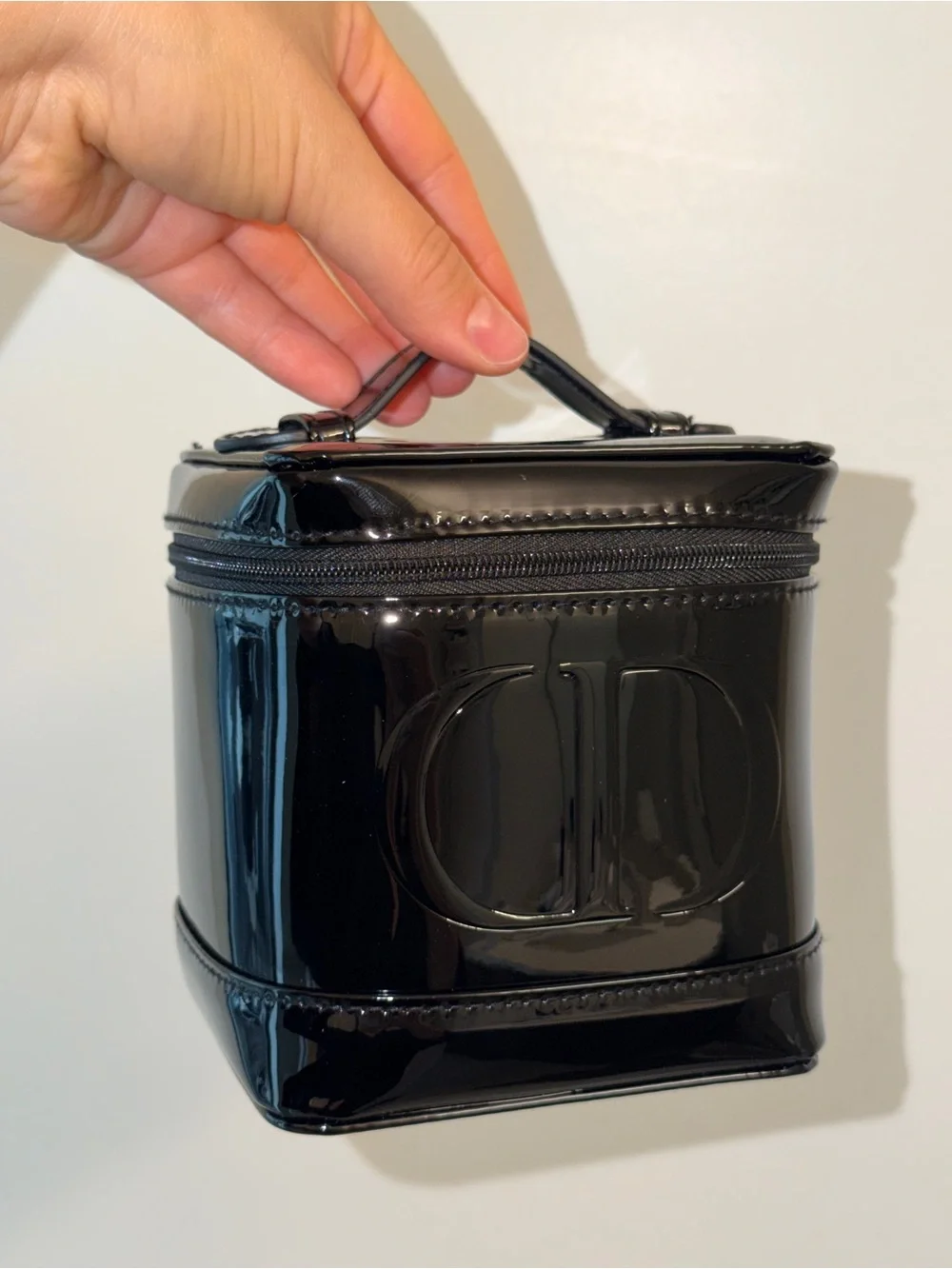 DIOR beauty Black Patent Leather Cosmetic Vanity Case with Top Handle